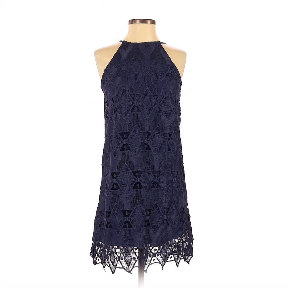 Xhileration | Navy Casual Lace Dress